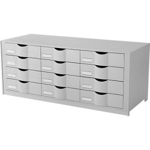 Schubladenbox Paperflow, Format A4, 12 Schübe mit geschlossener Front, Griffmulde & Etikettenhalter, Etiketten, B 857 x T 342 x H 350 mm, PS, grau Schubladenbox Paperflow, Format A4, 12 Schübe mit geschlossener Front, Griffmulde & Etikettenhalter, Etiketten, B 857 x T 342 x H 350 mm, PS, grau
