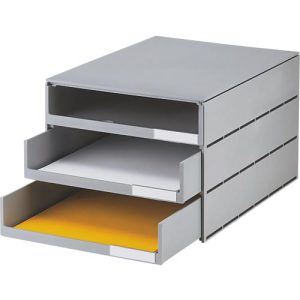 Schubladenbox styro® Styroval, Format C4, 3 offene Schübe, stapelbar, Beschriftungsmaterial, B 243 x T 335 x H 200 mm, Recycling-Kunststoff, grau Schubladenbox styro® Styroval, Format C4, 3 offene Schübe, stapelbar, Beschriftungsmaterial, B 243 x T 335 x H 200 mm, Recycling-Kunststoff, grau