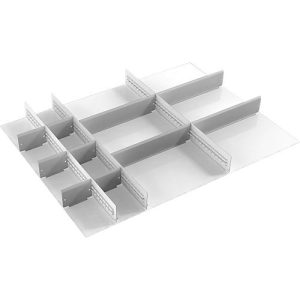 Schubladeneinsatz Treston, 3 Unterteiler & 10 Mittelplatten, B 900 mm, für Serie 90 mit H 100 mm Schubladeneinsatz Treston, 3 Unterteiler & 10 Mittelplatten, B 900 mm, für Serie 90 mit H 100 mm
