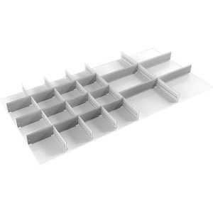 Schubladeneinsatz Treston, 5 Unterteiler & 16 Mittelplatten, B 1300 mm, für Serie 130 mit H 150/250 mm Schubladeneinsatz Treston, 5 Unterteiler & 16 Mittelplatten, B 1300 mm, für Serie 130 mit H 150/250 mm