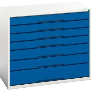 Schubladenschrank Bott verso, 7 Schübe, bis 75 kg je Schub, Vollauszug, B 1050 x T 550 x H 900 mm, Stahlblech, Grau-Blau Schubladenschrank Bott verso, 7 Schübe, bis 75 kg je Schub, Vollauszug, B 1050 x T 550 x H 900 mm, Stahlblech, Grau-Blau