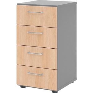 Schubladenschrank Breno, 4 Schübe, Metallgriffe, B 400 x T 420 x H 748 mm, graphit/Eiche Schubladenschrank Breno, 4 Schübe, Metallgriffe, B 400 x T 420 x H 748 mm, graphit/Eiche