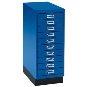 Schubladenschrank DIN A4, mit 10 Schubladen, 675 mm hoch, enzianblau Schubladenschrank DIN A4, mit 10 Schubladen, 675 mm hoch, enzianblau
