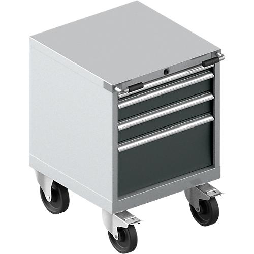 Schubladenschrank mit Rollen WSK 27-27, 4 Schübe, bis 200 kg, B 564 x T 572 x H 770 mm, weißaluminium/anthrazitgrau