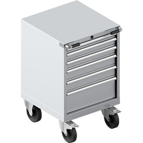 Schubladenschrank mit Rollen WSK 27-27, 6 Schübe, bis 75 kg, B 564 x T 572 x H 870 mm, weißaluminium/weißaluminium