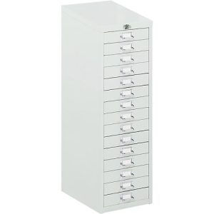 Schubladenschrank mit Zentralverschluss, 15 Schubladen, 940 mm hoch, lichtgrau Schubladenschrank mit Zentralverschluss, 15 Schubladen, 940 mm hoch, lichtgrau