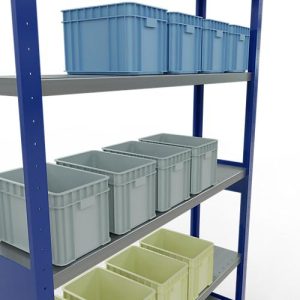 Schulte Lagertechnik Fachbodenregal-Stecksystem MULTIplus 250, Grundregal, Längenriegel, 2500x1300x300 mm, 6 Böden, enzianblau/verzinkt
