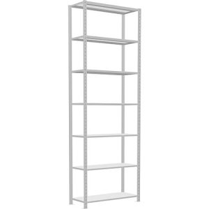 Schulte Lagertechnik Fachbodenregal Stecksystem MultiPlus250, Grundregal, 7 Fachböden, Kreuzstrebe, B 1000 x T 400 x H 3000 mm, Lichtgrau RAL 7035