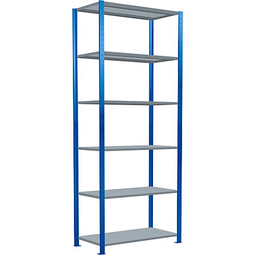 Schulte Lagertechnik Fachbodenregal Steckystem MULTIplus250, Grundregal, B 1000 x T 500 x H 2500 mm, 6 Böden, Kreuzstrebe, bis 1700 kg, enzianblau