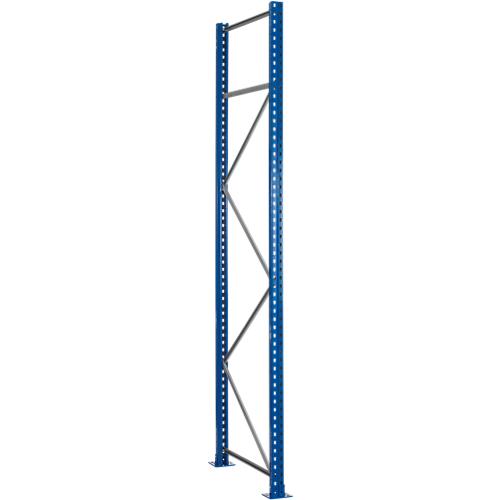 Schulte Lagertechnik Palettenregal-Ständerrahmen S610-M18-U, unmontiert, T 1100 x H 4000 mm, Stützenbreite 76 mm, blau/verzinkt