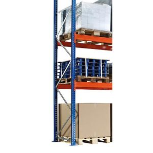 Schulte Lagertechnik Palettenregal-Ständerrahmen S625-A18, unmontiert, T 800 x H 6000 mm, Stützenbreite 100 mm, blau/verzinkt