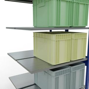 SCHULTE Lagertechnik – Stecks.Doppelanbauregal Typ 150 – 2500x1000x500 mm, 2×6 Böden