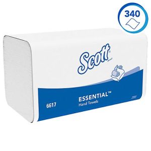 Scott® Interfold Papierhandtücher Essential 6617, 1-lagig, 15 Päckchen á 340 Tücher, weiß Scott® Interfold Papierhandtücher Essential 6617, 1-lagig, 15 Päckchen á 340 Tücher, weiß