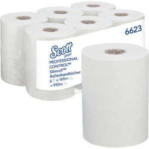 Scott® Rollenhandtücher Control Slimroll 6623, 1-lagig, Länge 165 m, 6 Stück, weiß Scott® Rollenhandtücher Control Slimroll 6623, 1-lagig, Länge 165 m, 6 Stück, weiß