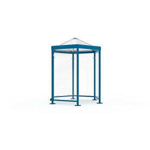 Sechseck-Raucherpavillon Modell Paris (o. Seitenwände), enzianblau RAL 5010 Sechseck-Raucherpavillon Modell Paris (o. Seitenwände), enzianblau RAL 5010