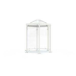 Sechseck-Raucherpavillon Modell Paris (o. Seitenwände), grauweiß RAL 9002 Sechseck-Raucherpavillon Modell Paris (o. Seitenwände), grauweiß RAL 9002