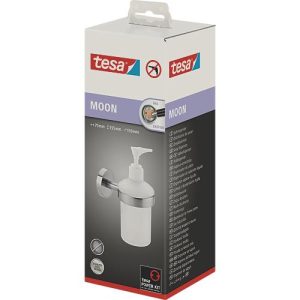 Seifenspender tesa Moon, rund, Befestigung ohne Bohren, ablösbar, Edelstahloptik