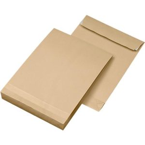 Seitenfaltentaschen, 40 mm, haftklebend, DIN C4, 130 g/m², 100 Stück, natronbraun Seitenfaltentaschen, 40 mm, haftklebend, DIN C4, 130 g/m², 100 Stück, natronbraun
