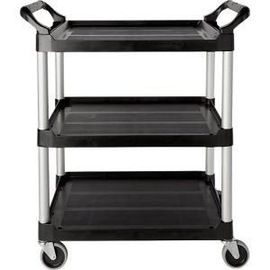 Servicewagen Rubbermaid Utility Cart, 3 Etagen, bis 90 kg, offene Ausführung, schwarz Servicewagen Rubbermaid Utility Cart, 3 Etagen, bis 90 kg, offene Ausführung, schwarz