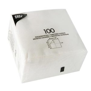 Servietten Papstar, 1-lagig, 330 x 330 mm mit ¼-Falz, Papier in Stoffoptik, 1200 Stück, weiß Servietten Papstar, 1-lagig, 330 x 330 mm mit ¼-Falz, Papier in Stoffoptik, 1200 Stück, weiß