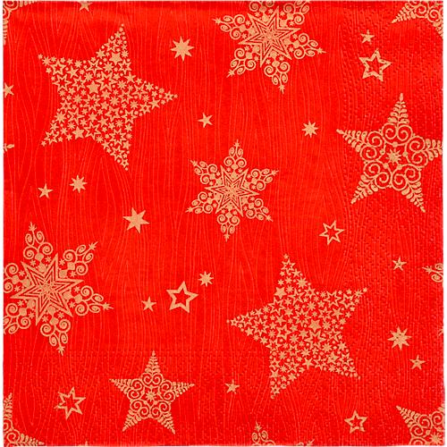 Servietten Papstar 'Christmas Shine', 20 Stück, 3-lagig, 1/4-Falz, 330 x 330 mm, rot