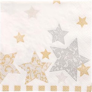 Servietten Papstar ‚Stardust‘ , 3-lagig mit ¼-Falz, 250 x 250 mm, 50 Stück Servietten Papstar ‚Stardust‘ , 3-lagig mit ¼-Falz, 250 x 250 mm, 50 Stück