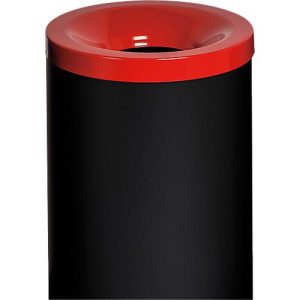 Sicherheitsabfallbehälter Grisu Color, 90L, schwarz/rot