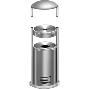 Sicherheitsascher/Abfallbehälter tec-art E + Wetterschutzhaube, GRATIS