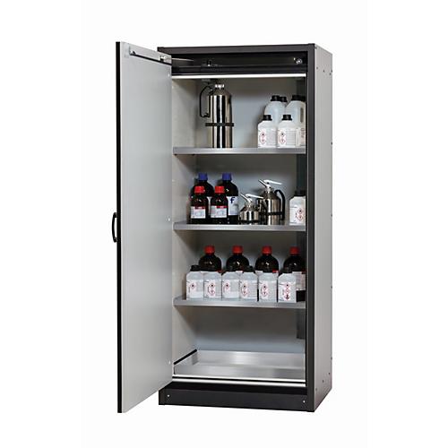 Sicherheitsschrank Typ 30 asecos Q-CLASSIC-30, Flügeltür, Anschlag links, Front asecos Silber, B 864 x T 620 x H 1947 mm
