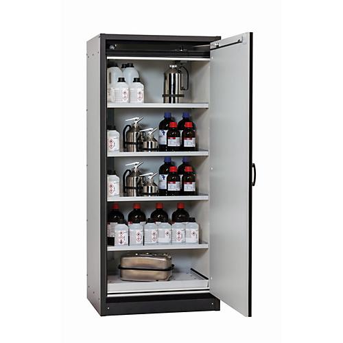 Sicherheitsschrank Typ 30 asecos Q-CLASSIC-30, Flügeltür, Anschlag rechts, Front asecos Silber, B 864 x T 620 x H 1947 mm
