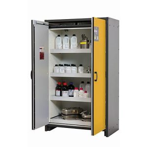 Sicherheitsschrank Typ 30 asecos Q-CLASSIC-30, Flügeltüren, Front Sicherheitsgelb, B 1164 x T 620 x H 1947 mm Sicherheitsschrank Typ 30 asecos Q-CLASSIC-30, Flügeltüren, Front Sicherheitsgelb, B 1164 x T 620 x H 1947 mm