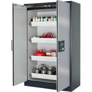 Sicherheitsschrank Typ 90 Asecos Q-CLASSIC-90, B 1200 mm, 4 Auszüge, asecos Silber Sicherheitsschrank Typ 90 Asecos Q-CLASSIC-90, B 1200 mm, 4 Auszüge, asecos Silber