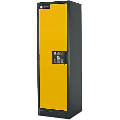 Sicherheitsschrank Typ 90 Asecos Q-CLASSIC-90, B 600 mm, Tür links, 4 Auszüge, sicherheitsgelb