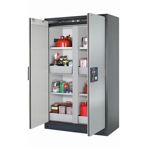 Sicherheitsschrank Typ 90 asecos Q-CLASSIC-90, Flügeltüren, Front asecos Silber, B 1193 x T 615 x H 1953 mm Sicherheitsschrank Typ 90 asecos Q-CLASSIC-90, Flügeltüren, Front asecos Silber, B 1193 x T 615 x H 1953 mm
