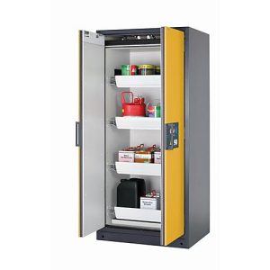 Sicherheitsschrank Typ 90 asecos Q-CLASSIC-90, Flügeltüren, Front Sicherheitsgelb, B 893 x T 615 x H 1953 mm Sicherheitsschrank Typ 90 asecos Q-CLASSIC-90, Flügeltüren, Front Sicherheitsgelb, B 893 x T 615 x H 1953 mm