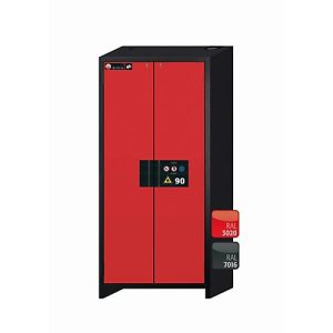 Sicherheitsschrank Typ 90 asecos Q-CLASSIC-90, Flügeltüren, Front Verkehrsrot, B 893 x T 615 x H 1953 mm Sicherheitsschrank Typ 90 asecos Q-CLASSIC-90, Flügeltüren, Front Verkehrsrot, B 893 x T 615 x H 1953 mm