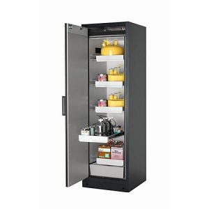 Sicherheitsschrank Typ 90 asecos Q-PEGASUS-90, Flügeltür mit Schließ-Automatik, Anschlag links, Front asecos Silber, B 599 x T 615 x H 1953 mm Sicherheitsschrank Typ 90 asecos Q-PEGASUS-90, Flügeltür mit Schließ-Automatik, Anschlag links, Front asecos Silber, B 599 x T 615 x H 1953 mm