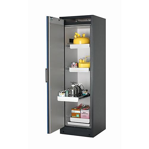 Sicherheitsschrank Typ 90 asecos Q-PEGASUS-90, Flügeltür mit Schließ-Automatik, Anschlag links, Front Enzianblau, B 599 x T 615 x H 1953 mm