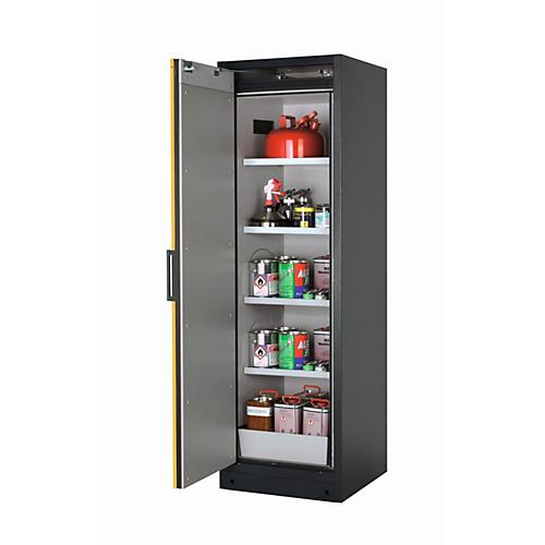 Sicherheitsschrank Typ 90 asecos Q-PEGASUS-90, Flügeltür mit Schließ-Automatik, Anschlag links, Front Sicherheitsgelb, B 599 x T 615 x H 1953 mm