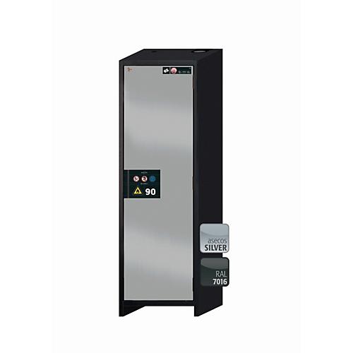Sicherheitsschrank Typ 90 asecos Q-PEGASUS-90, Flügeltür mit Schließ-Automatik, Anschlag rechts, Front asecos Silber, B 599 x T 615 x H 1953 mm