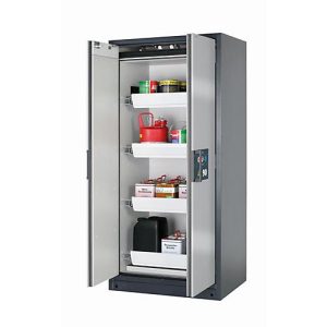 Sicherheitsschrank Typ 90 asecos Q-PEGASUS-90, Flügeltüren mit Schließ-Automatik, Einhandbedienung, Front asecos Silber, B 893 x T 615 x H 1953 mm Sicherheitsschrank Typ 90 asecos Q-PEGASUS-90, Flügeltüren mit Schließ-Automatik, Einhandbedienung, Front asecos Silber, B 893 x T 615 x H 1953 mm