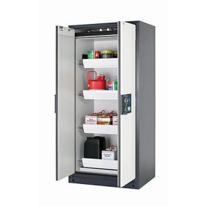 Sicherheitsschrank Typ 90 asecos Q-PEGASUS-90, Flügeltüren mit Schließ-Automatik, Einhandbedienung, Front Reinweiß, B 893 x T 615 x H 1953 mm Sicherheitsschrank Typ 90 asecos Q-PEGASUS-90, Flügeltüren mit Schließ-Automatik, Einhandbedienung, Front Reinweiß, B 893 x T 615 x H 1953 mm