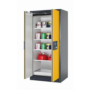 Sicherheitsschrank Typ 90 asecos Q-PEGASUS-90, Flügeltüren mit Schließ-Automatik, Einhandbedienung, Front Sicherheitsgelb, B 893 x T 615 x H 1953 mm Sicherheitsschrank Typ 90 asecos Q-PEGASUS-90, Flügeltüren mit Schließ-Automatik, Einhandbedienung, Front Sicherheitsgelb, B 893 x T 615 x H 1953 mm