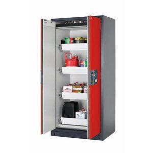 Sicherheitsschrank Typ 90 asecos Q-PEGASUS-90, Flügeltüren mit Schließ-Automatik, Einhandbedienung, Front Verkehrsrot, B 893 x T 615 x H 1953 mm Sicherheitsschrank Typ 90 asecos Q-PEGASUS-90, Flügeltüren mit Schließ-Automatik, Einhandbedienung, Front Verkehrsrot, B 893 x T 615 x H 1953 mm