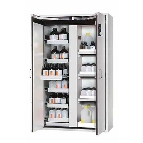 Sicherheitsschrank Typ 90 asecos S-CLASSIC-90, Flügeltüren mit Türfeststellanlage, Front Lichtgrau, B 1196 x T 616 x H 1968 mm