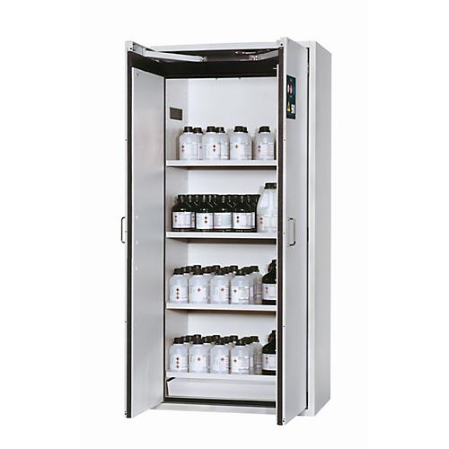 Sicherheitsschrank Typ 90 asecos S-CLASSIC-90, Flügeltüren mit Türfeststellanlage, Front Lichtgrau, B 896 x T 616 x H 1968 mm