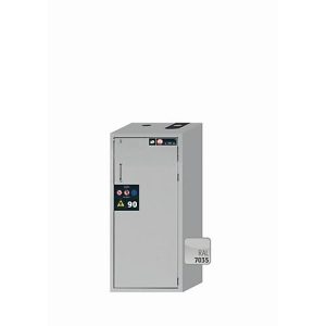 Sicherheitsschrank Typ 90 asecos S-PEGASUS-90, Flügeltür mit Schließ-Automatik, Anschlag rechts, Front Lichtgrau, B 596 x T 616 x H 1298 mm