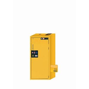 Sicherheitsschrank Typ 90 asecos S-PEGASUS-90, Flügeltür mit Schließ-Automatik, Anschlag rechts, Front Sicherheitsgelb, B 596 x T 616 x H 1298 mm