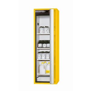 Sicherheitsschrank Typ 90 asecos S-PHOENIX-90, Falttür mit Türfeststellanlage, Anschlag rechts, Front Sicherheitsgelb, B 596 x T 616 x H 1968 mm