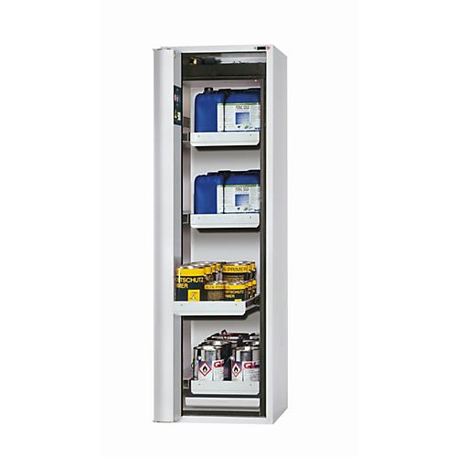 Sicherheitsschrank Typ 90 asecos S-PHOENIX touchless-90, vollautom. Sensor-Falttür, Anschlag links, Front Lichtgrau, B 596 x T 616 x H 1968 mm